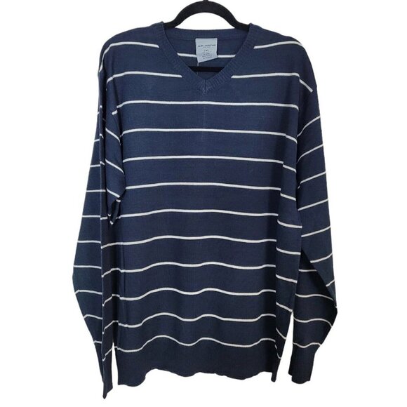 Vintage Ablanche Lightweight Striped Sweater V- Neck Navy Blue White Y2K NEW 2XL - Picture 1 of 6